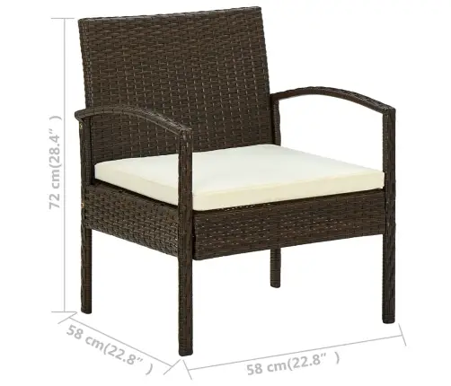 Dārza Krēsls Ar Matraci, Pe Rotangpalma, Brūns Vidaxl