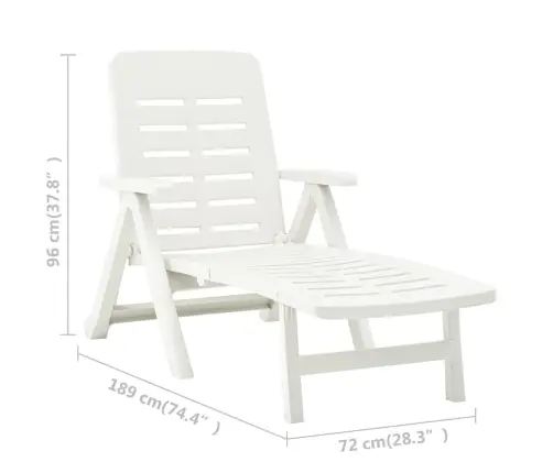 Salokāms Sauļošanās Zvilnis, Balta Plastmasa Vidaxl Salokāms Sauļošanās Zvilnis, Balta Plastmasa Vidaxl