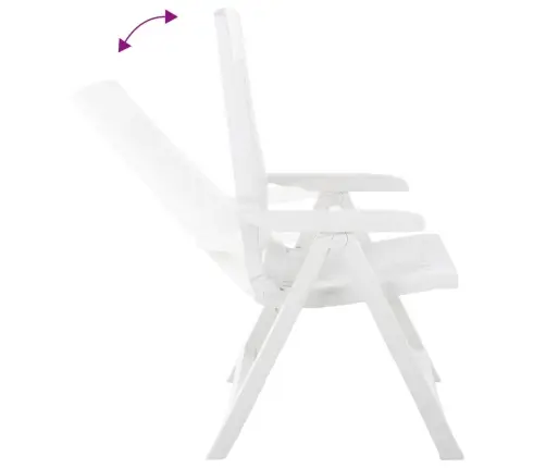 Atgāžami Dārza Krēsli, 2 Gab., Balta Plastmasa Vidaxl