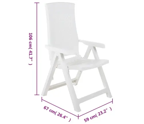 Atgāžami Dārza Krēsli, 2 Gab., Balta Plastmasa Vidaxl