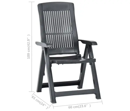 Atgāžami Dārza Krēsli, 2 Gab., Antracītpelēka Plastmasa Vidaxl