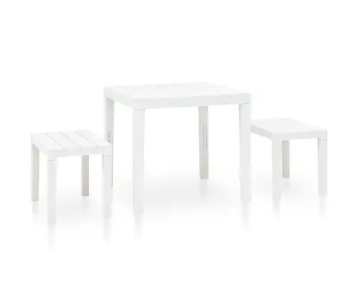Dārza Galds Ar 2 Soliem, Balta Plastmasa Vidaxl Dārza Galds Ar 2 Soliem, Balta Plastmasa Vidaxl