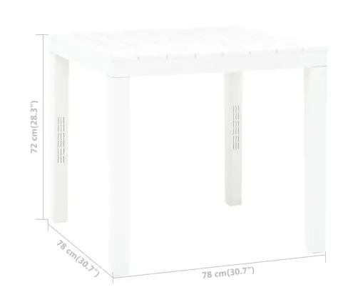 Dārza Galds, 78X78X72 Cm, Balta Plastmasa Vidaxl