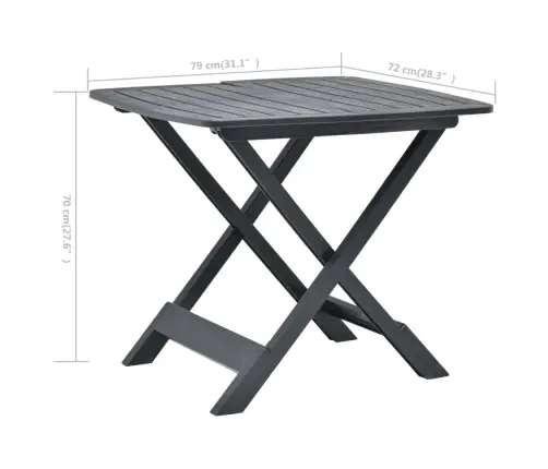 Saliekams Dārza Galds, Antracītpelēks, 79X72X70 Cm, Plastmasa Vidaxl Saliekams Dārza Galds, Antracītpelēks, 79X72X70 Cm, Plastmasa Vidaxl
