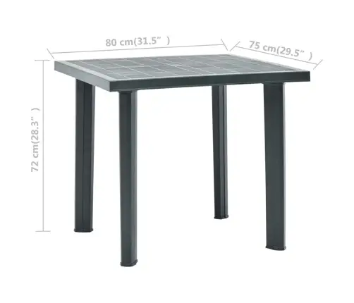 Sodo Stalas, Žalios Spalvos, 80X75X72cm Plastikas