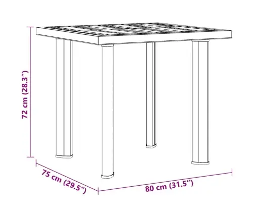 Dārza Galds, Zaļš, 80X75X72 Cm, Plastmasa Vidaxl