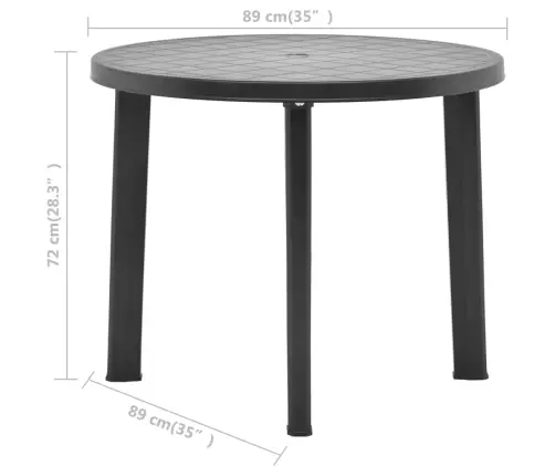 Dārza Galds, Antracītpelēks, 89 Cm, Plastmasa Vidaxl Dārza Galds, Antracītpelēks, 89 Cm, Plastmasa Vidaxl