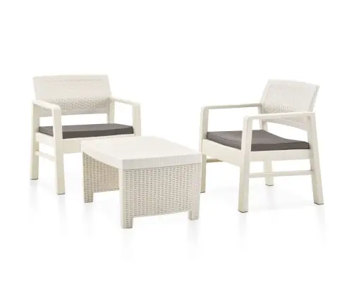 3-Daļīgs Dārza Atpūtas Mēbeļu Komplekts, Plastmasa, Balts Vidaxl