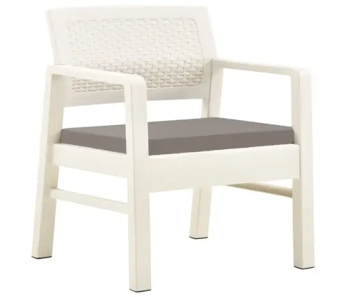 3-Daļīgs Dārza Atpūtas Mēbeļu Komplekts, Plastmasa, Balts Vidaxl