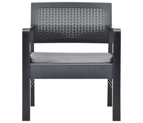 3-Daļīgs Dārza Atpūtas Mēbeļu Komplekts, Pelēka Plastmasa Vidaxl