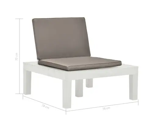Dārza Atpūtas Krēsls Ar Matračiem, Balta Plastmasa Vidaxl