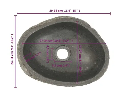 Kivist Valamu, Ovaalne (29-38)X(24-31) Cm