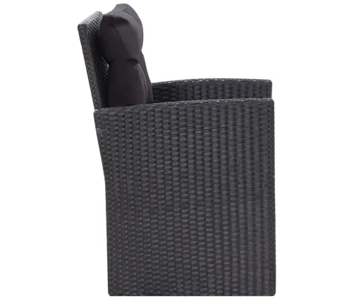 6-Daļīgs Dārza Atpūtas Mēbeļu Komplekts Ar Matračiem, Pe, Melns Vidaxl