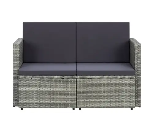 Divvietīgs Dārza Dīvāns Ar Matračiem, Pelēka Pe Rotangpalma Vidaxl