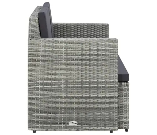 Divvietīgs Dārza Dīvāns Ar Matračiem, Pelēka Pe Rotangpalma Vidaxl