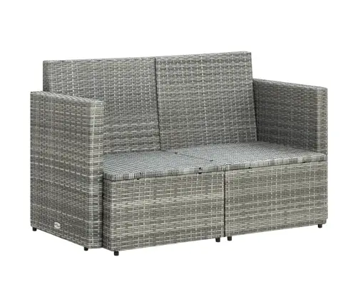 Divvietīgs Dārza Dīvāns Ar Matračiem, Pelēka Pe Rotangpalma Vidaxl