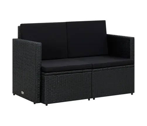 Divvietīgs Dārza Dīvāns Ar Matračiem, Melna Pe Rotangpalma Vidaxl