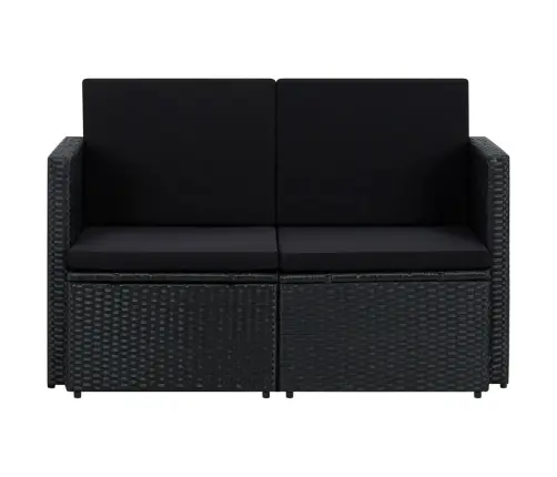 Divvietīgs Dārza Dīvāns Ar Matračiem, Melna Pe Rotangpalma Vidaxl