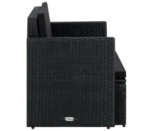 Divvietīgs Dārza Dīvāns Ar Matračiem, Melna Pe Rotangpalma Vidaxl