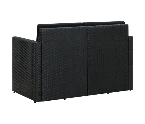 Divvietīgs Dārza Dīvāns Ar Matračiem, Melna Pe Rotangpalma Vidaxl