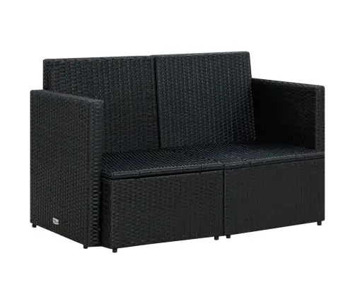 Divvietīgs Dārza Dīvāns Ar Matračiem, Melna Pe Rotangpalma Vidaxl