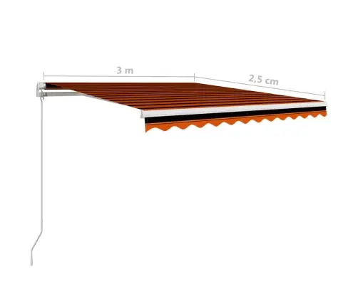 Izvelkama Markīze, Oranža, Brūna, 300X250 Cm, Manuāli Darbināma Vidaxl