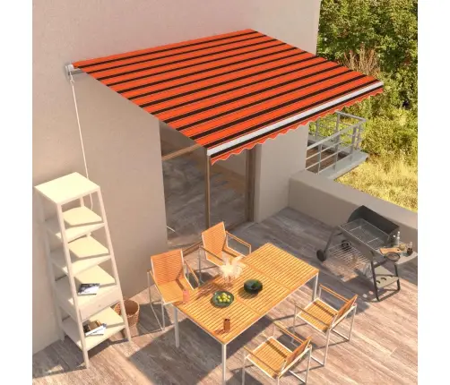 Käsitsi Sissetõmmatav Varikatus, 400 X 300 cm Oranž Ja Pruun