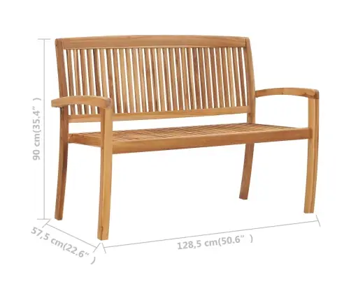 Dvivietis Sudedamas Sodo Suoliukas, 128,5cm Tikmedžio Masyvas