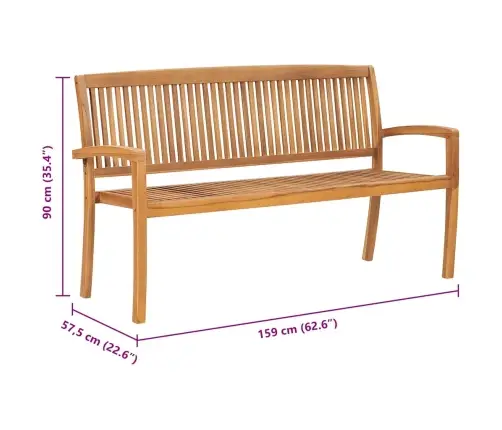 Trīsvietīgs Dārza Sols, 159 Cm, Masīvs Tīkkoks Vidaxl
