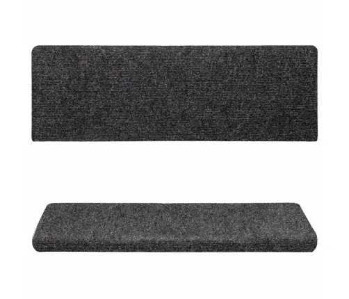 Kāpņu Paklājiņi, Pašlīmējoši, 15 Gab., 65X21X4 Cm, Pelēki, Taisnstūrveida Mala Vidaxl