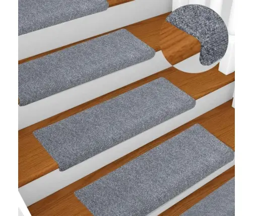 Laiptų Kilimėliai, Lipnūs, 15 Vnt., 65X21X4 cm Šviesiai Pilki, Stačiakampiai Kraštai