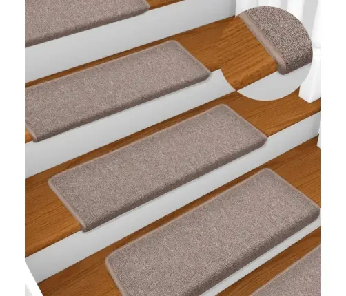 Laiptų Kilimėliai, 15 Vnt., 65X21X4 cm Šviesiai Rudi, Stačiakampiai Kraštai Laiptų Kilimėliai, 15 Vnt., 65X21X4 cm Šviesiai Rudi, Stačiakampiai Kraštai