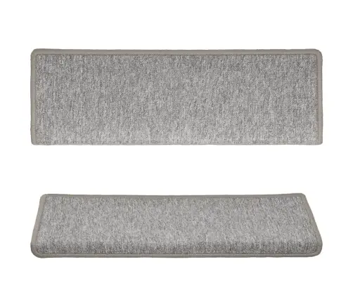 Kāpņu Paklājiņi, 15 Gab., 65X21X4 Cm, Gaiši Pelēki, Taisnstūrveida Mala Vidaxl