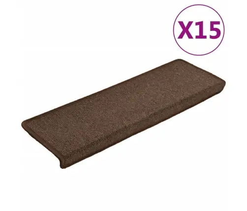 Laiptų Kilimėliai, 15 Vnt., 65X21X4 cm Rudi, Stačiakampiai Kraštai