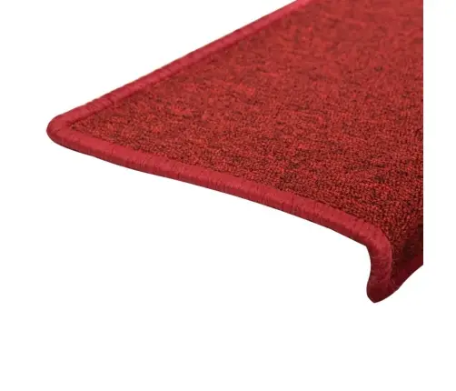 Kāpņu Paklājiņi, 15 Gab., 65X21X4 Cm, Bordo, Taisnstūrveida Mala Vidaxl