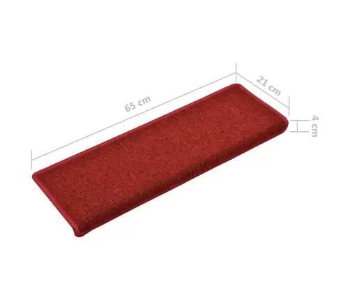 Kāpņu Paklājiņi, 15 Gab., 65X21X4 Cm, Bordo, Taisnstūrveida Mala Vidaxl