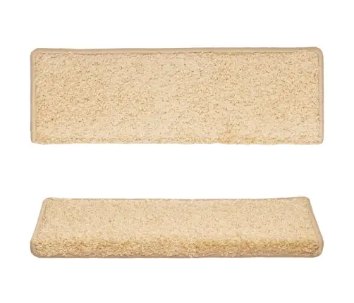 Kāpņu Paklājiņi, 15 Gab., 65X21X4 Cm, Krēmkrāsas, Taisnstūrveida Mala Vidaxl