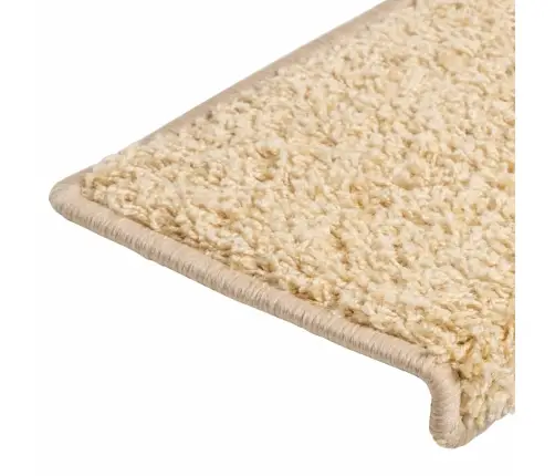 Kāpņu Paklājiņi, 15 Gab., 65X21X4 Cm, Krēmkrāsas, Taisnstūrveida Mala Vidaxl