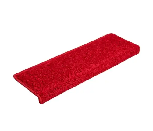 Laiptų Kilimėliai, 15 Vnt., 65X21X4 cm Raudoni, Stačiakampiai Kraštai