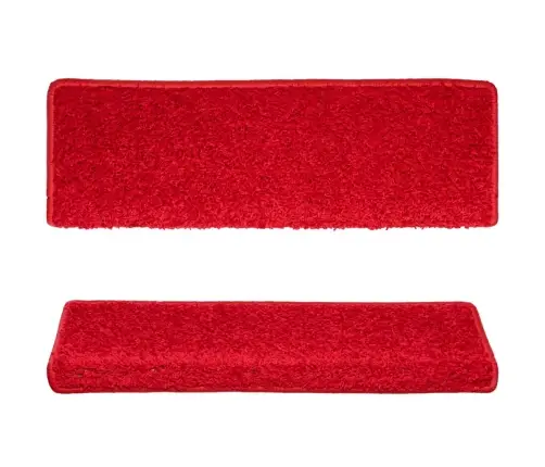Laiptų Kilimėliai, 15 Vnt., 65X21X4 cm Raudoni, Stačiakampiai Kraštai