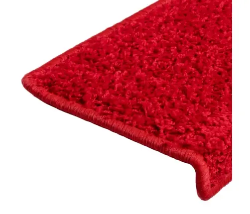 Laiptų Kilimėliai, 15 Vnt., 65X21X4 cm Raudoni, Stačiakampiai Kraštai
