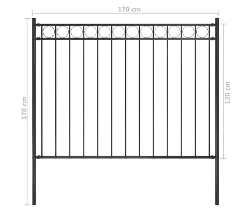 Dārza Žogs, Tērauds, 1,81X1,2 M, Melns Vidaxl Dārza Žogs, Tērauds, 1,81X1,2 M, Melns Vidaxl