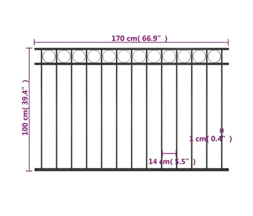 Žoga Panelis, Tērauds, 1,7X1 M, Melns Vidaxl
