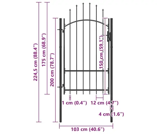 Sodo Vartai, Juodos Spalvos, 1X2,2M, Plienas