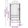 Dārza Vārti, Melni, 1X2,5 M, Tērauds Vidaxl