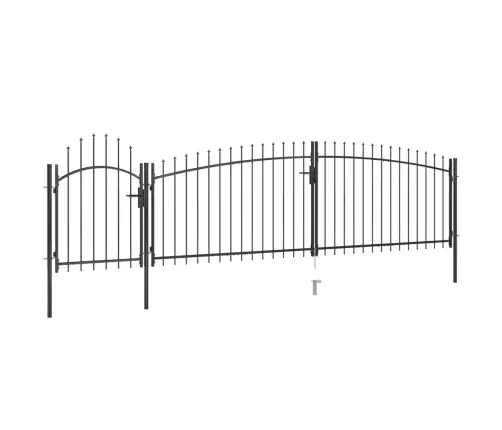 Dārza Žoga Vārti Ar Pīķiem Augšpusē, 5X1,75 M, Melni Vidaxl