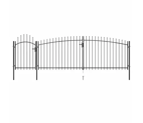 Dārza Žoga Vārti Ar Pīķiem Augšpusē, 5X2 M, Melni Vidaxl