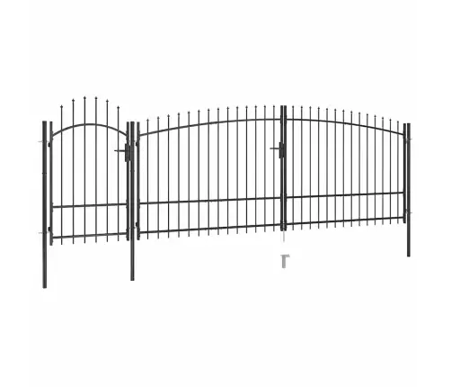 Dārza Žoga Vārti Ar Pīķiem Augšpusē, 5X2,25 M, Melni Vidaxl