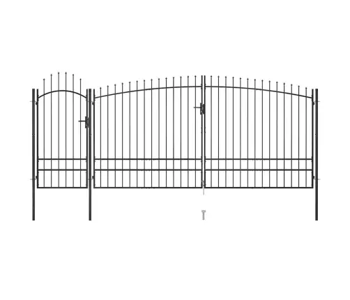 Dārza Žoga Vārti Ar Pīķiem Augšpusē, 5X2,45 M, Melni Vidaxl