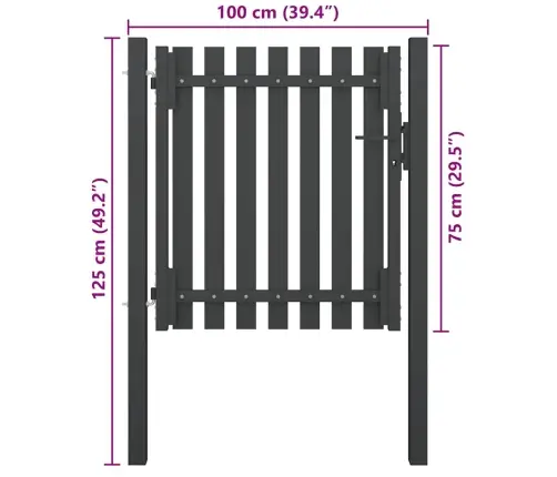 Žoga Vārti, 1X1,25 M, Tērauds, Antracītpelēki Vidaxl